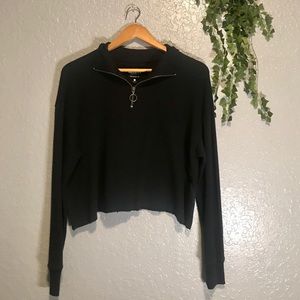 cropped half zip long sleeve